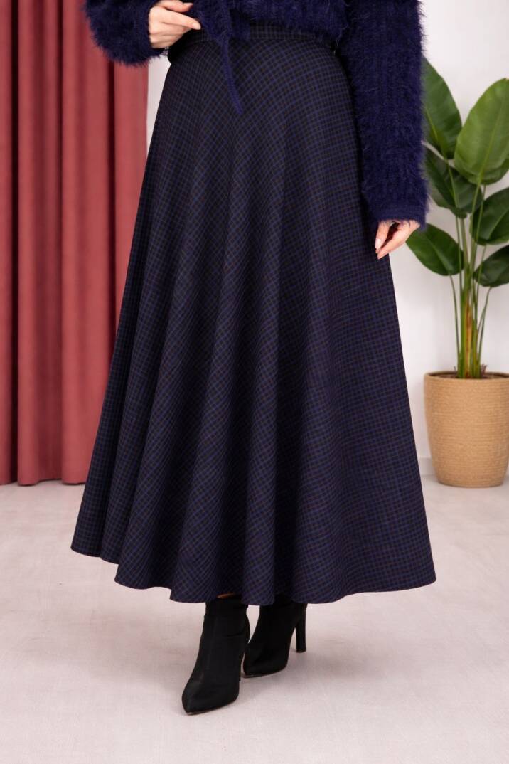 Soft Pötikare desenli etek indigo - 2