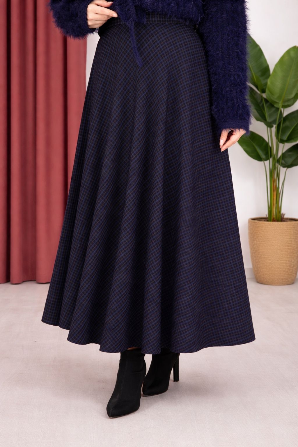 Soft Pötikare desenli etek indigo - 5